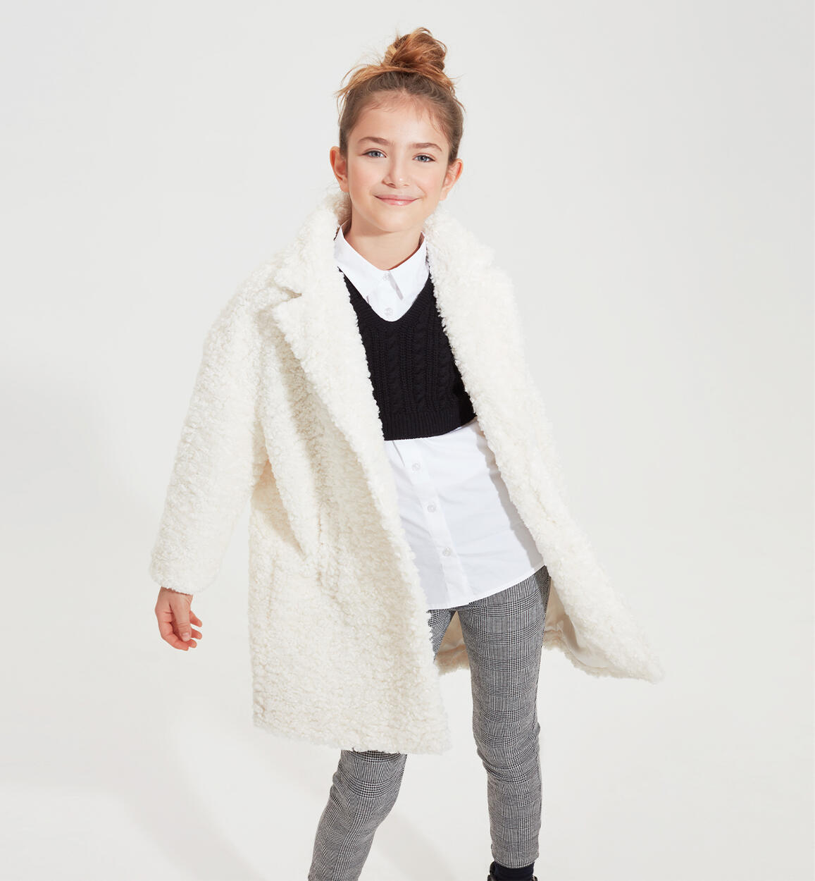 Cappotto teddy ragazza PANNA iDO