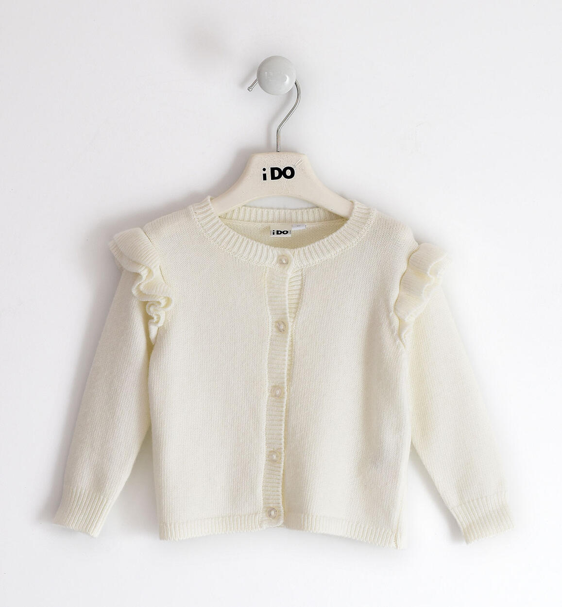 Cardigan bambina con balze PANNA iDO