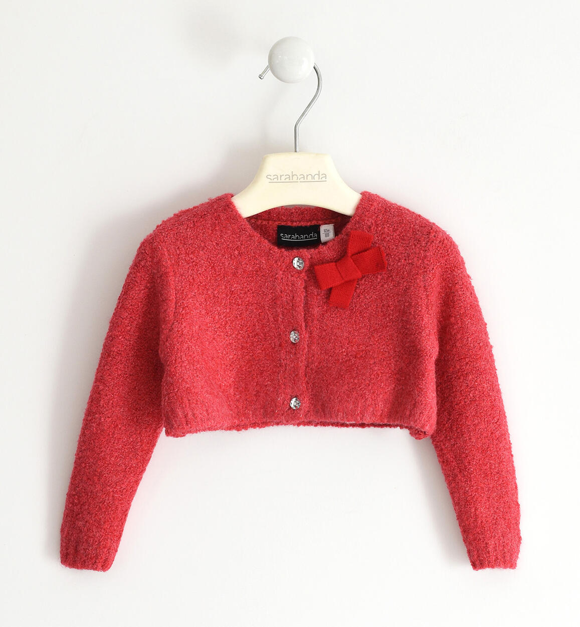 Cardigan bambina con fiocco ROSSO Sarabanda