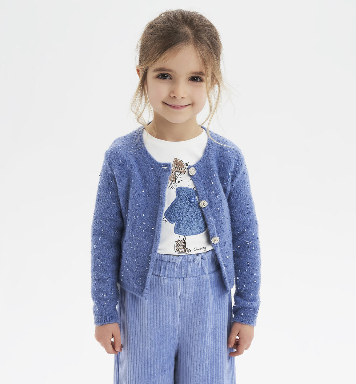 Cardigan bambina con paillettes BLU iDO