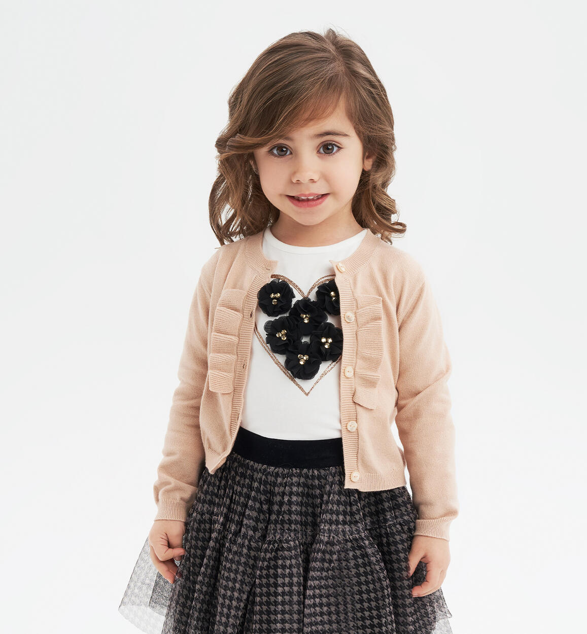 Cardigan bambina con ruches BEIGE iDO