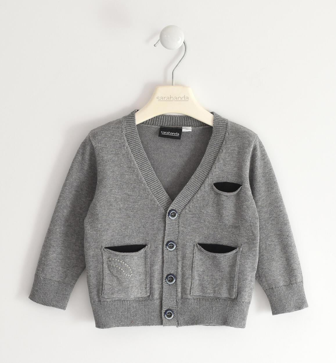 Cardigan bambino in tricot GRIGIO Sarabanda