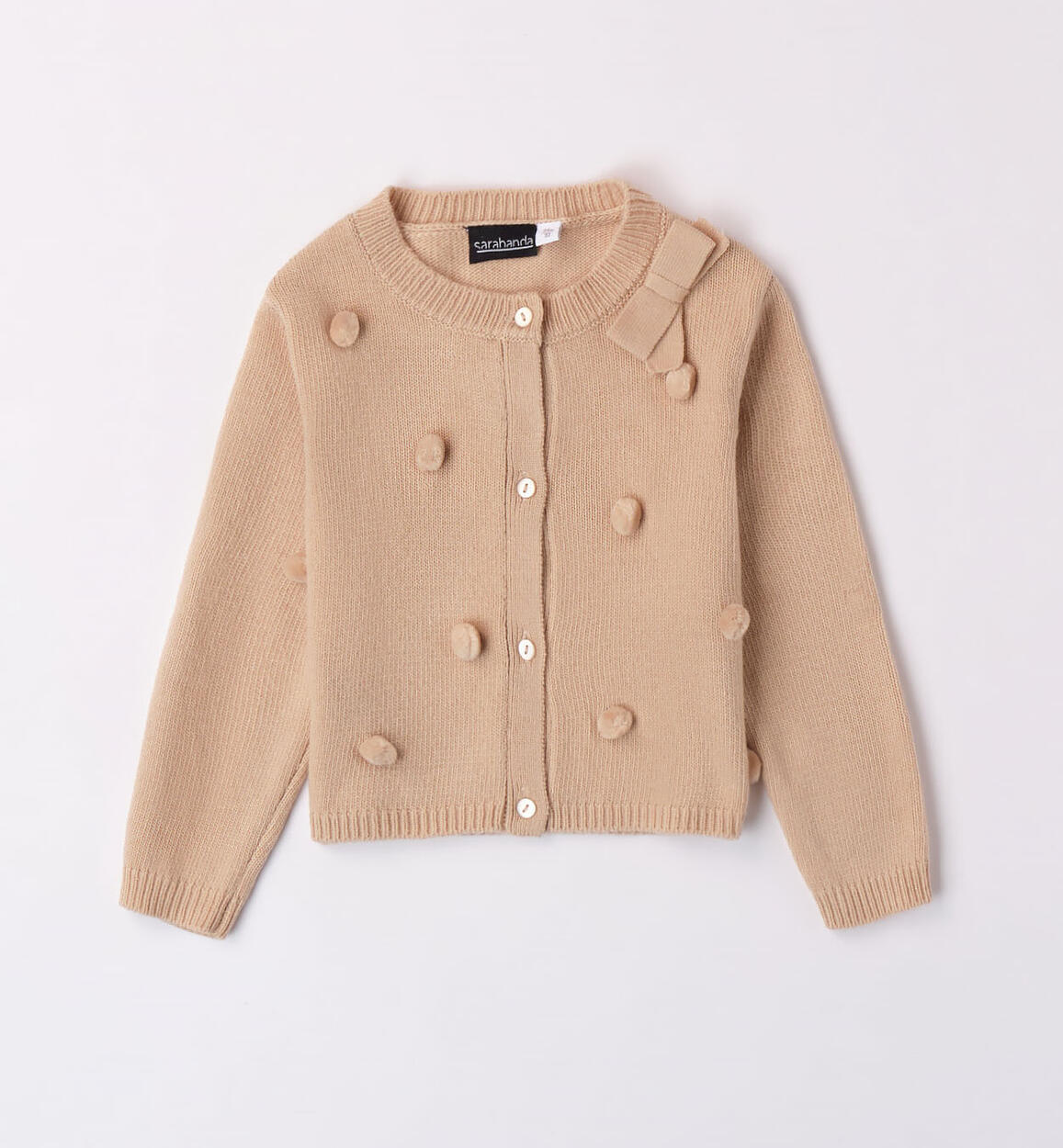 Cardigan con pompon per bambina BEIGE Sarabanda