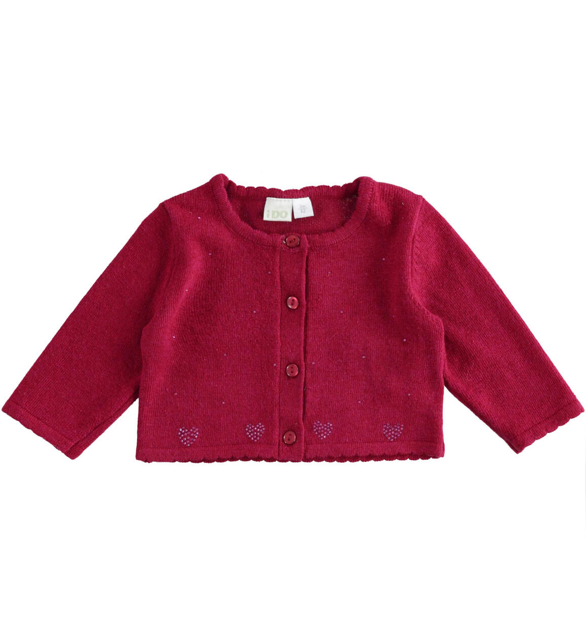 Cardigan in tricot stretch con cuori di strass ROSSO iDO