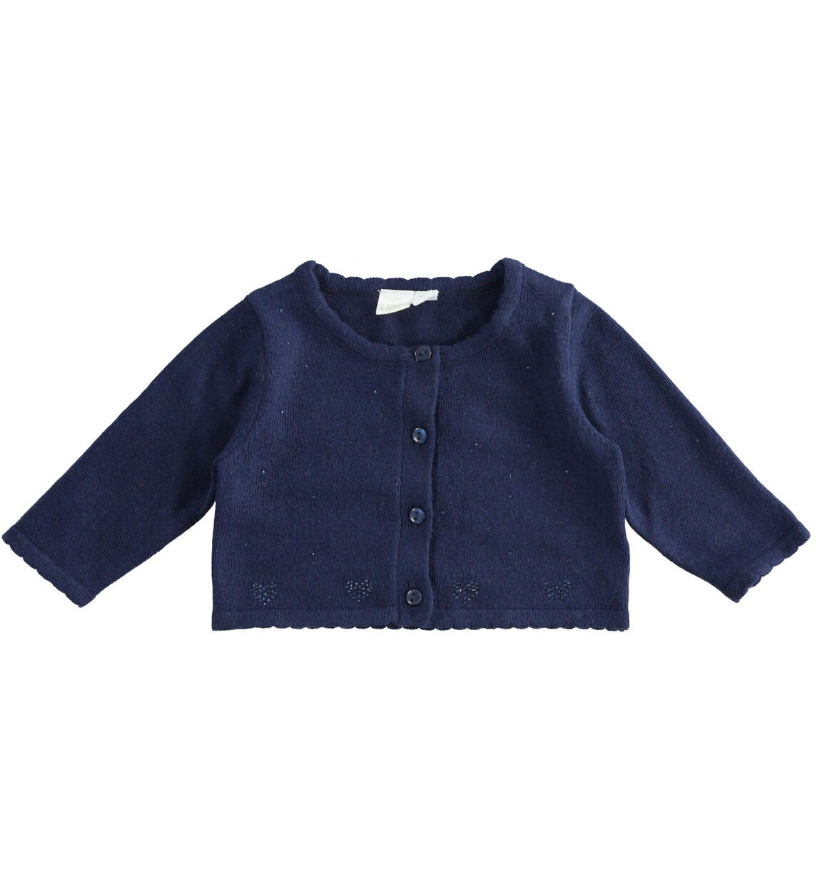 Cardigan in tricot stretch con cuori di strass BLU iDO