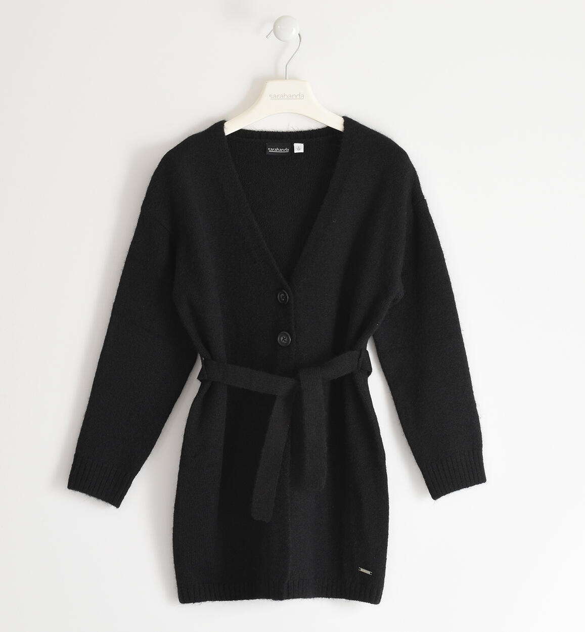 Cardigan lungo ragazza NERO Sarabanda