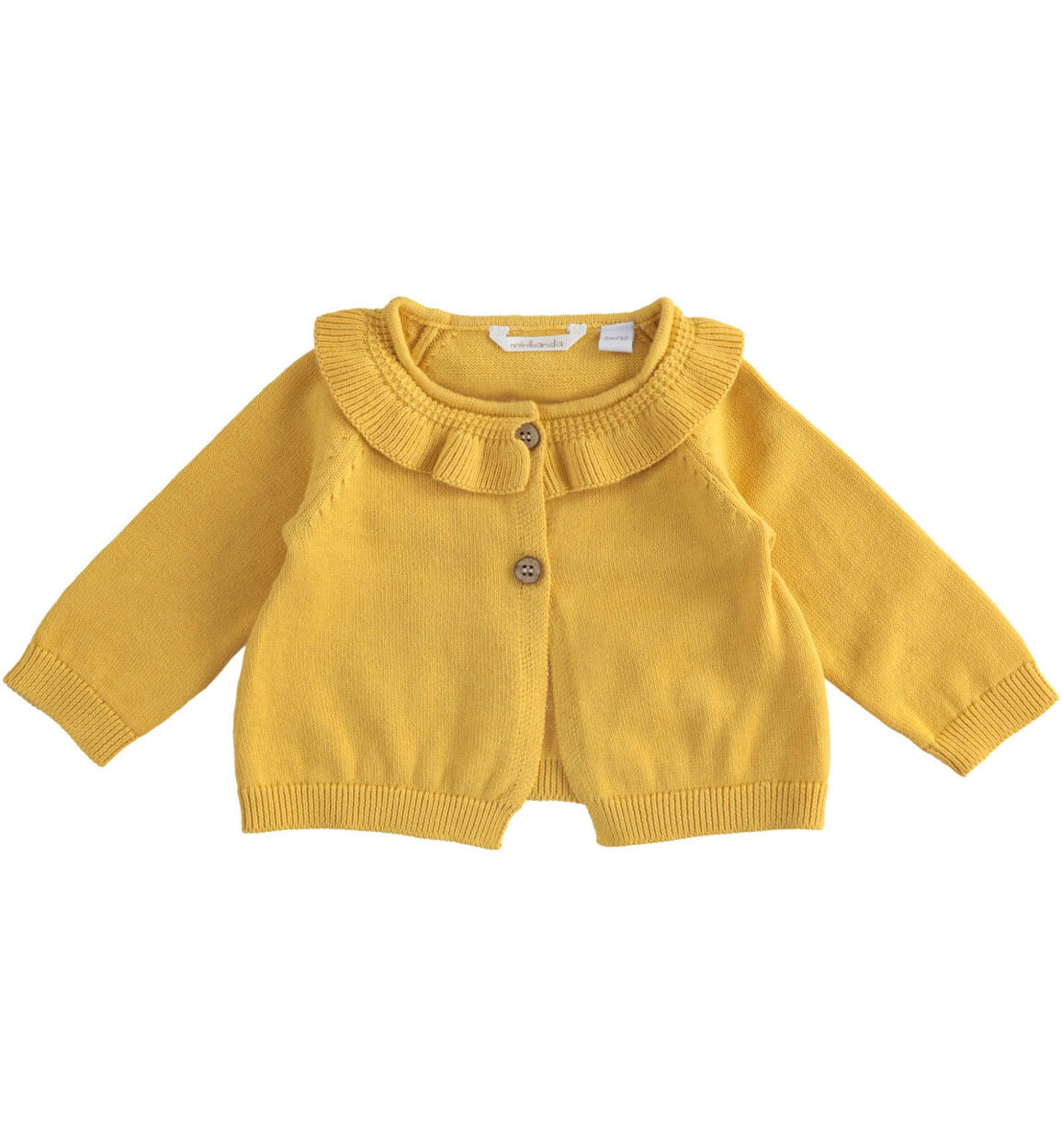 Cardigan neonata 100% cotone con lavorazione girocollo GIALLO Minibanda