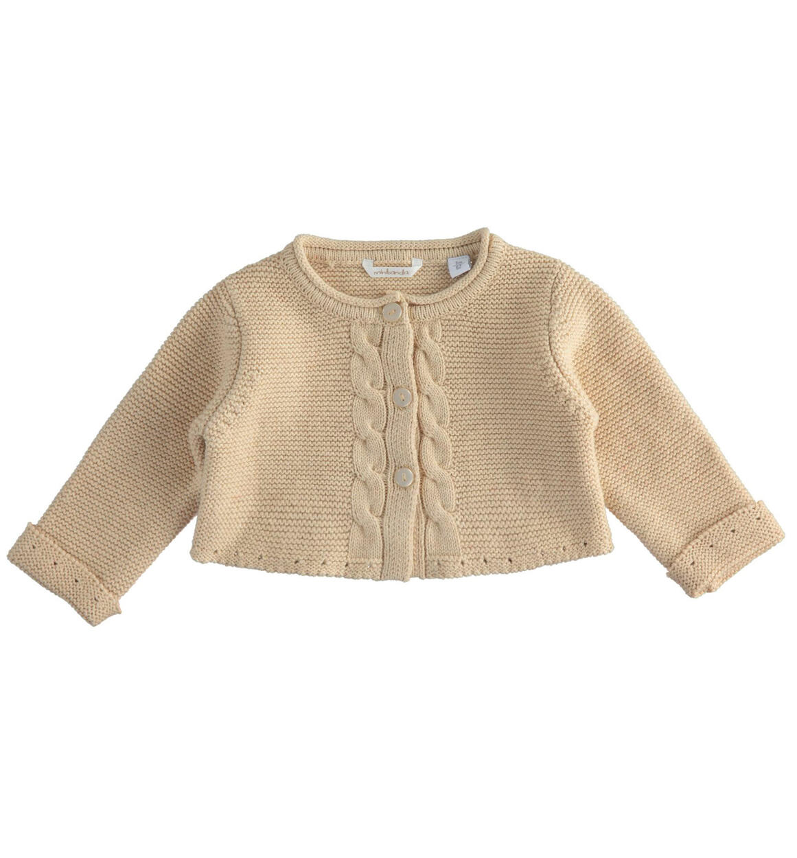 Cardigan neonata con treccia BEIGE Minibanda