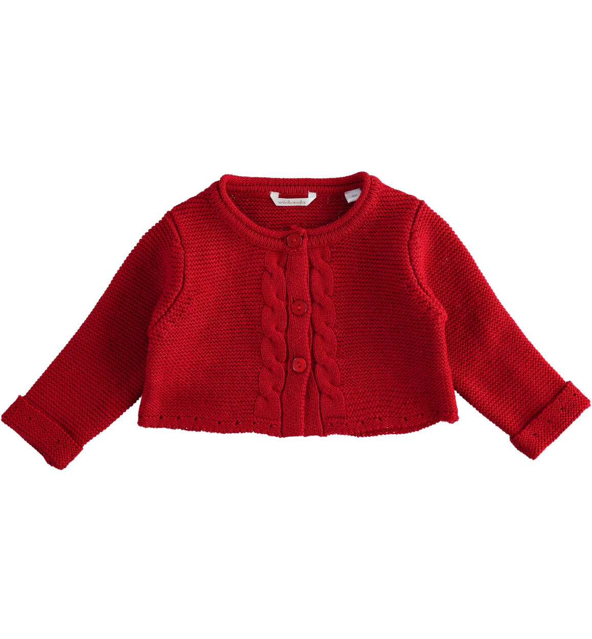 Cardigan neonata con treccia ROSSO Minibanda