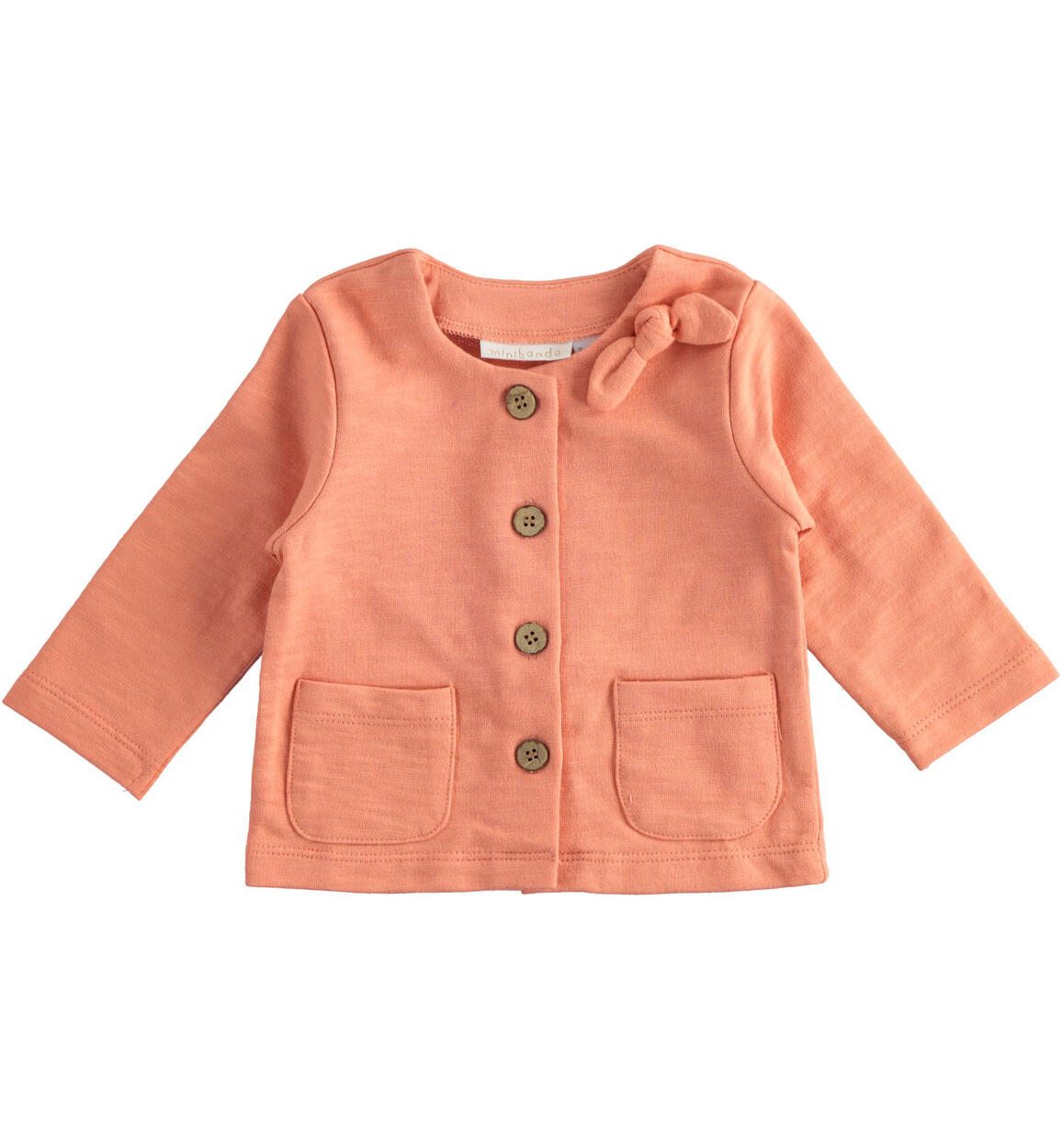 Cardigan neonato 100% cotone con fiocco MARRONE Minibanda