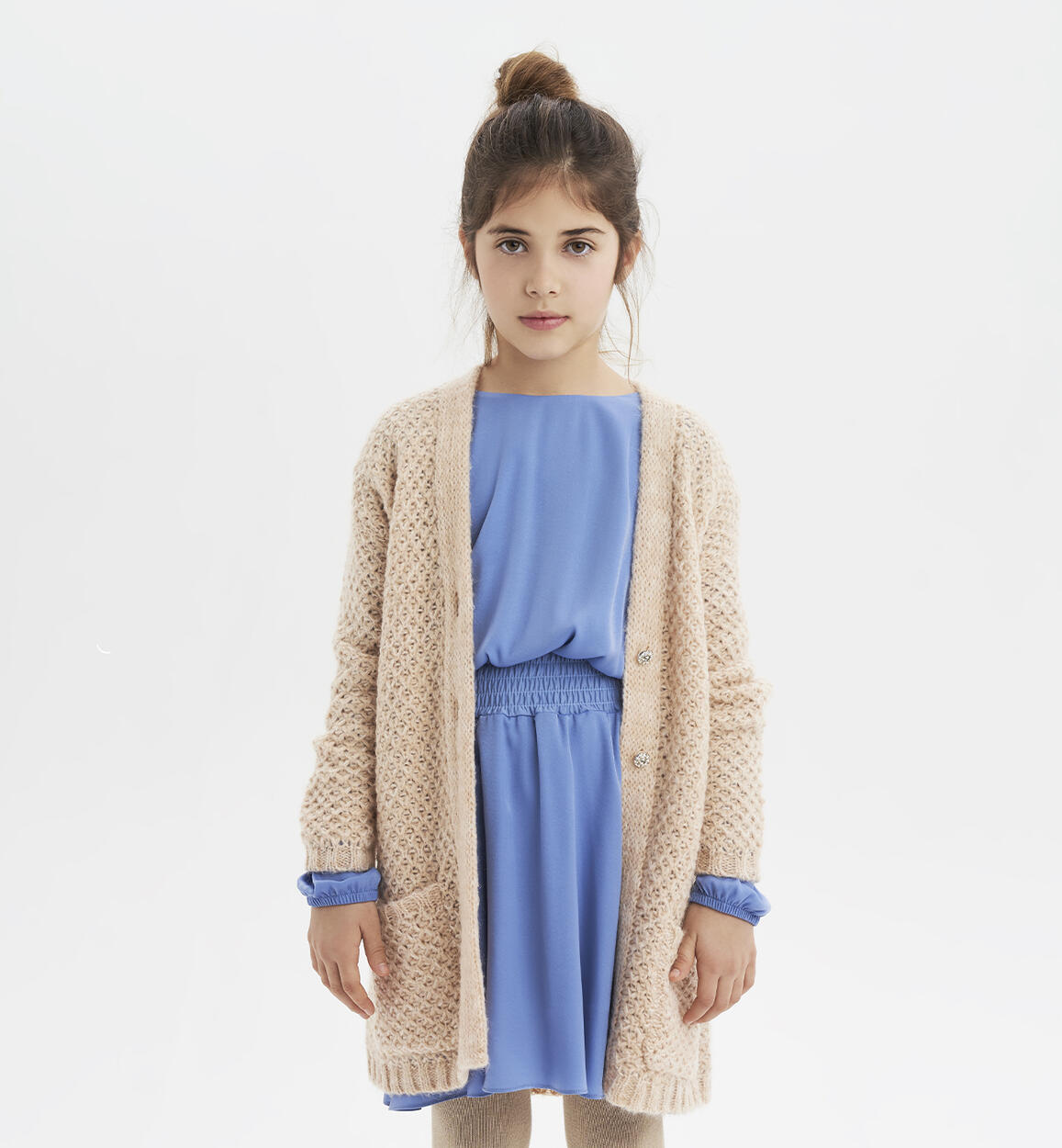 Cardigan per ragazza in tricot BEIGE iDO