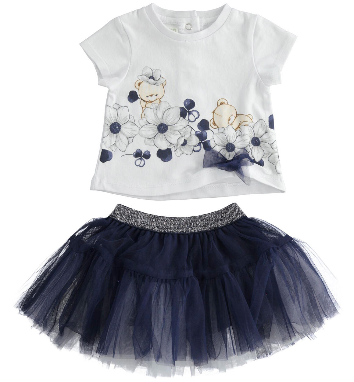 Completino neonata t-shirt e gonna in tulle BLU iDO