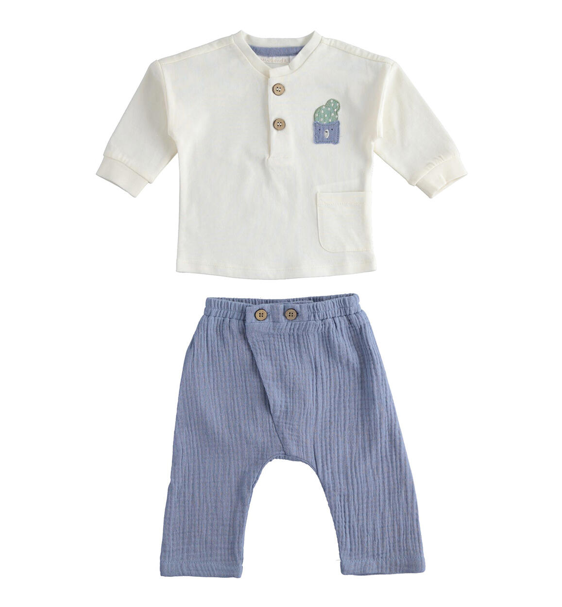 Completino neonato 100% cotone maglietta e pantalone BIANCO Minibanda