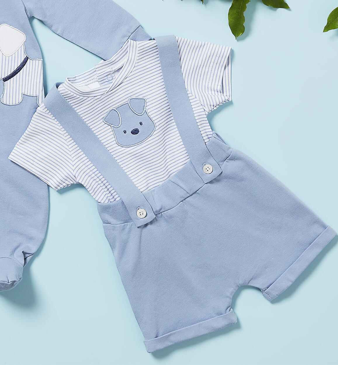 Baby boy outfit with dungarees LIGHT BLUE iDO