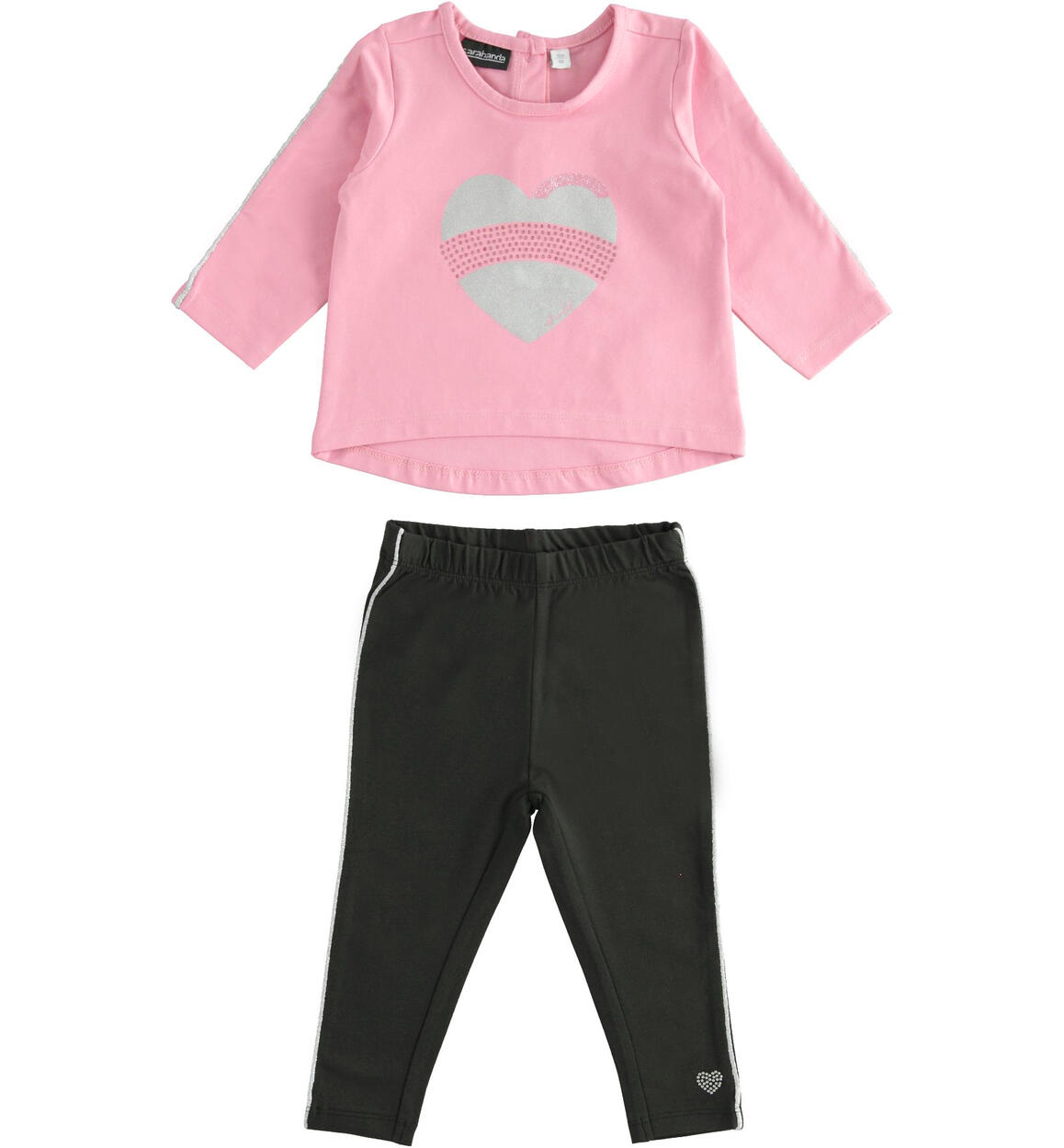 Completo bambina maglietta con cuore e leggings ROSA Sarabanda-Promo