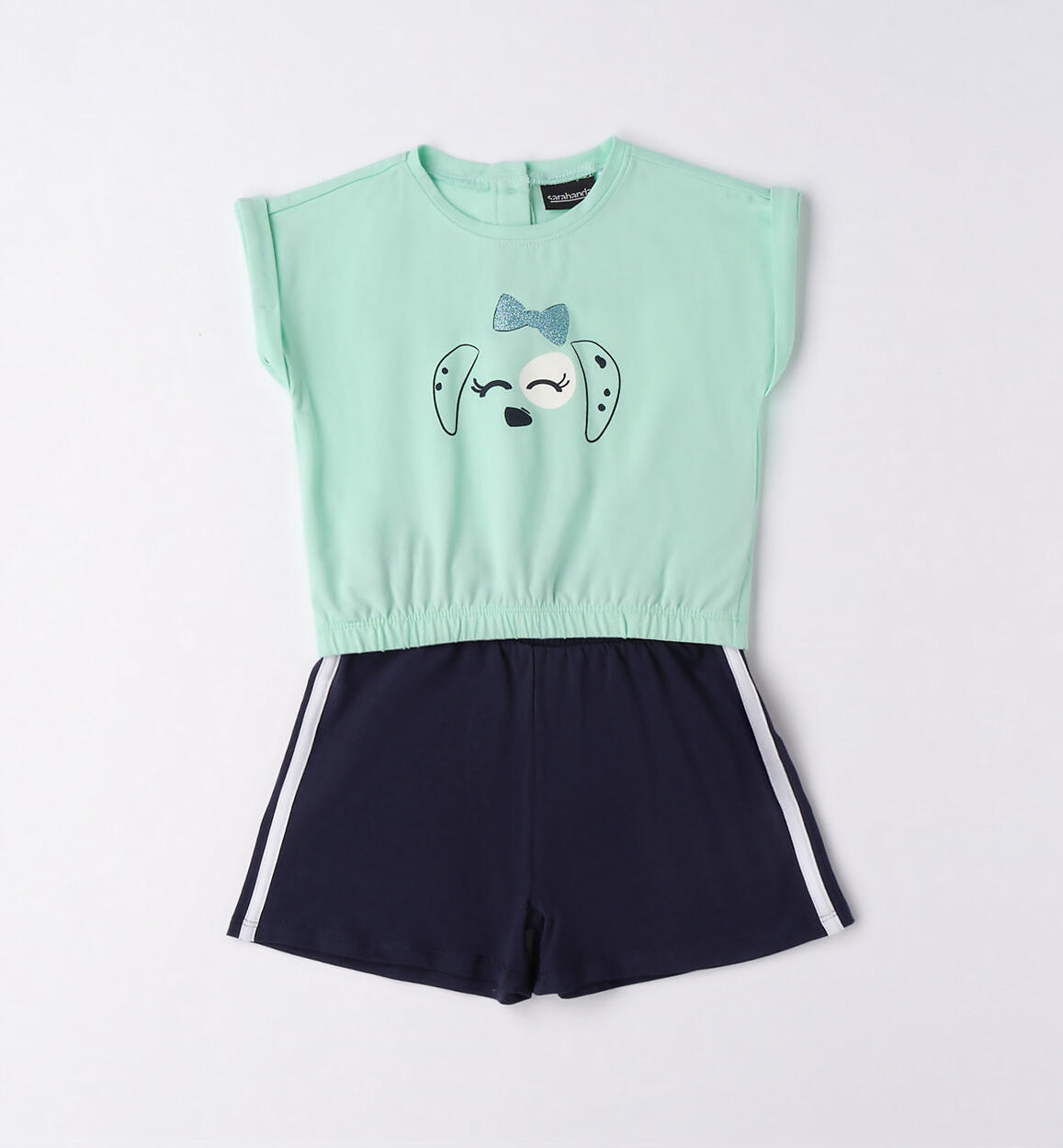 Completo bambina t-shirt corta e pantaloncino VERDE Sarabanda