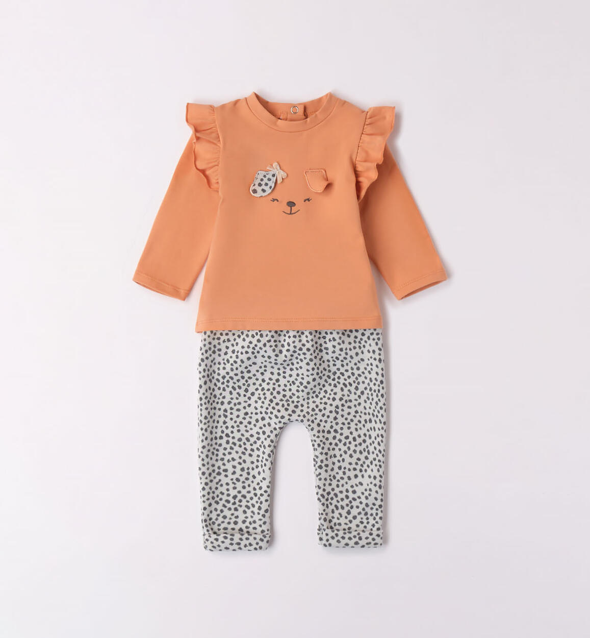 Completo bimba due pezzi con ruches MARRONE iDO