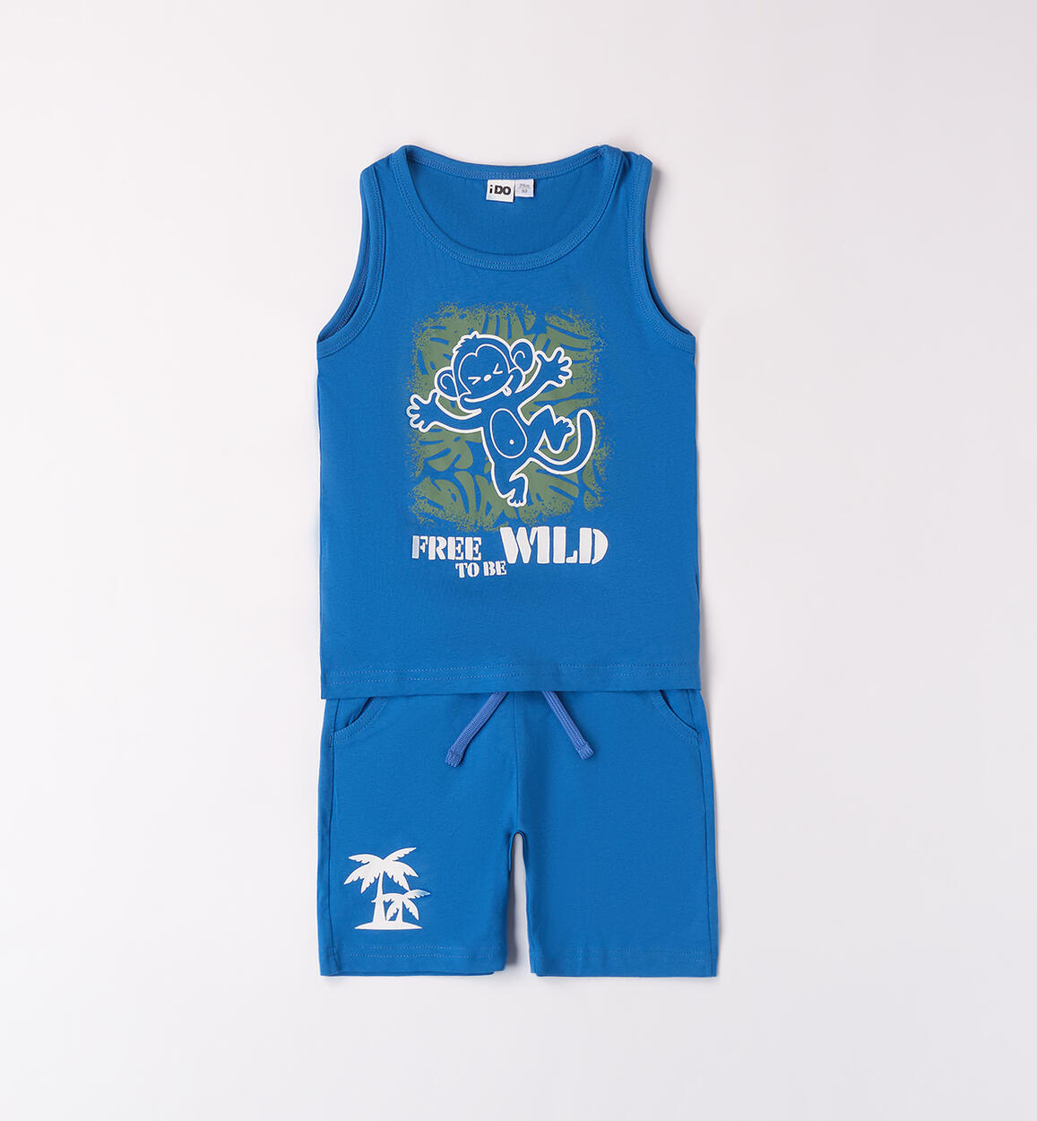 Monkey tank top outfit for boys LIGHT BLUE iDO