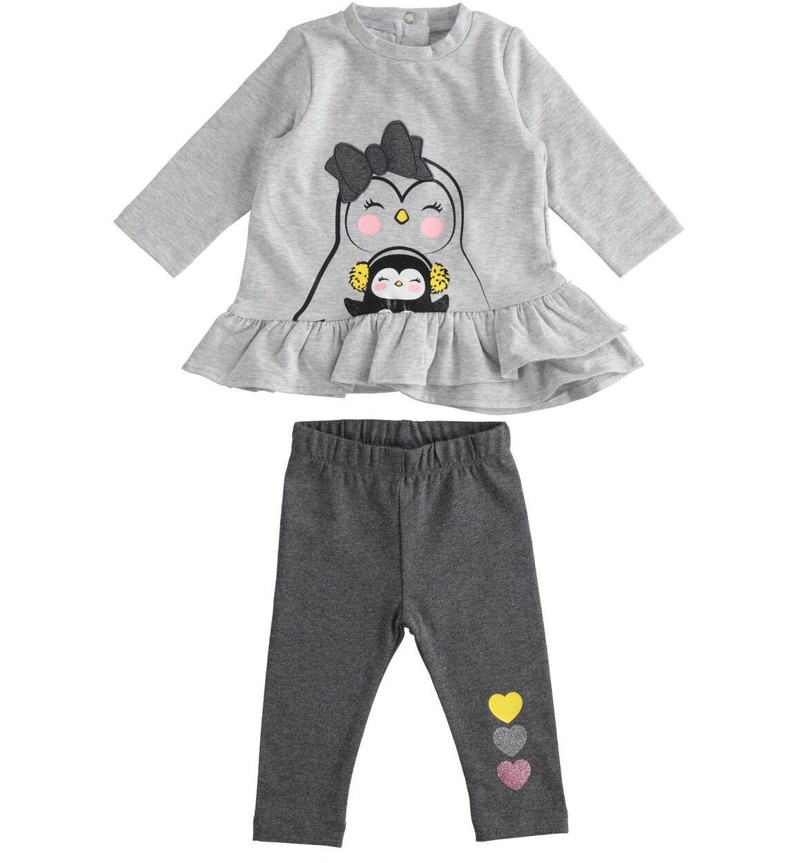 Completo maxi maglia con pinguino e leggings GRIGIO iDO