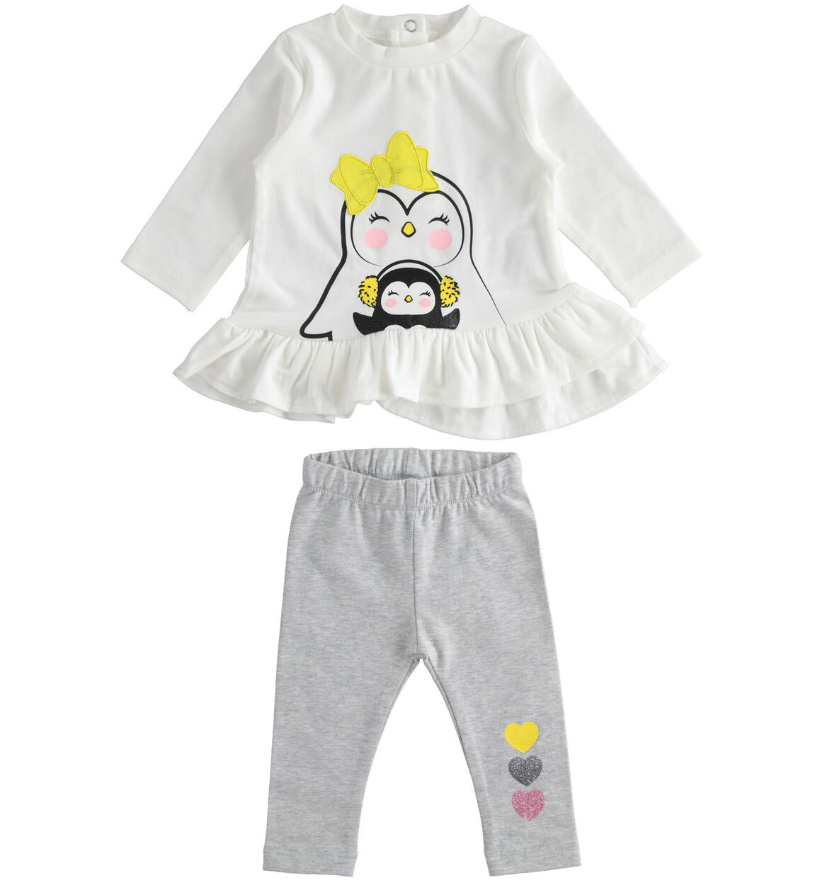 Completo maxi maglia con pinguino e leggings PANNA iDO