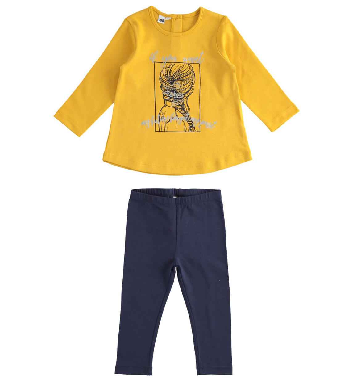 Completo maxi maglia e leggings con stampe diverse GIALLO iDO