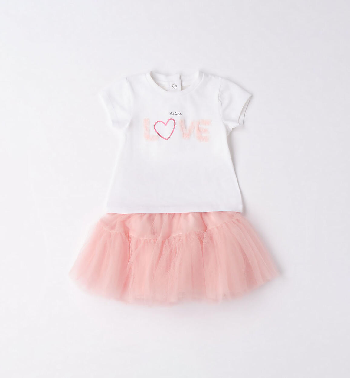 Completo neonata t-shirt e gonna in tulle ROSA iDO