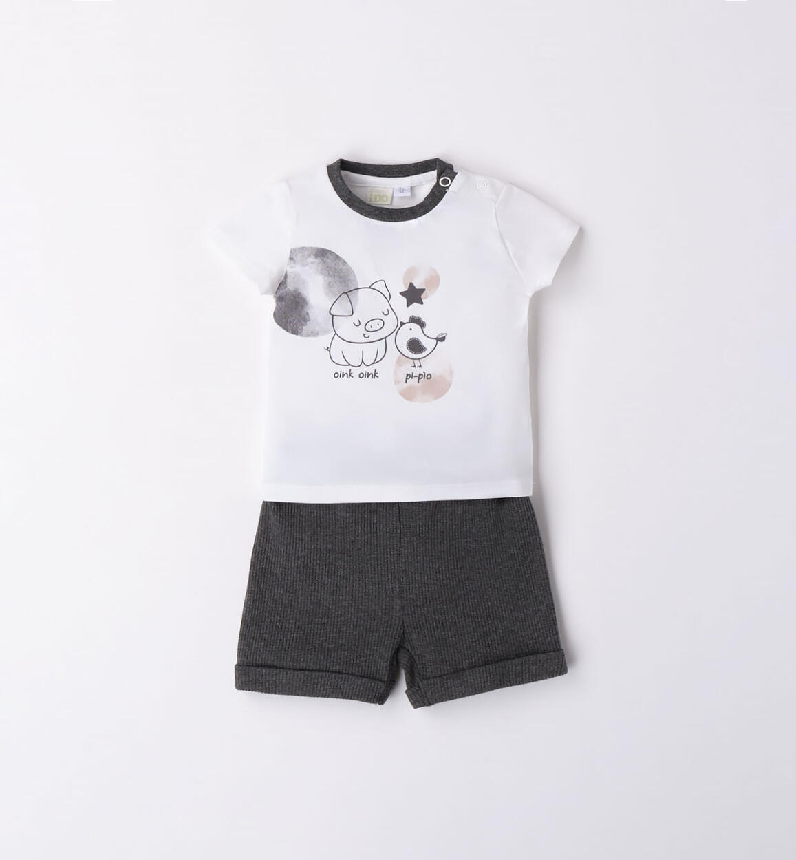 Completo neonato t-shirt e short waffle BIANCO iDO