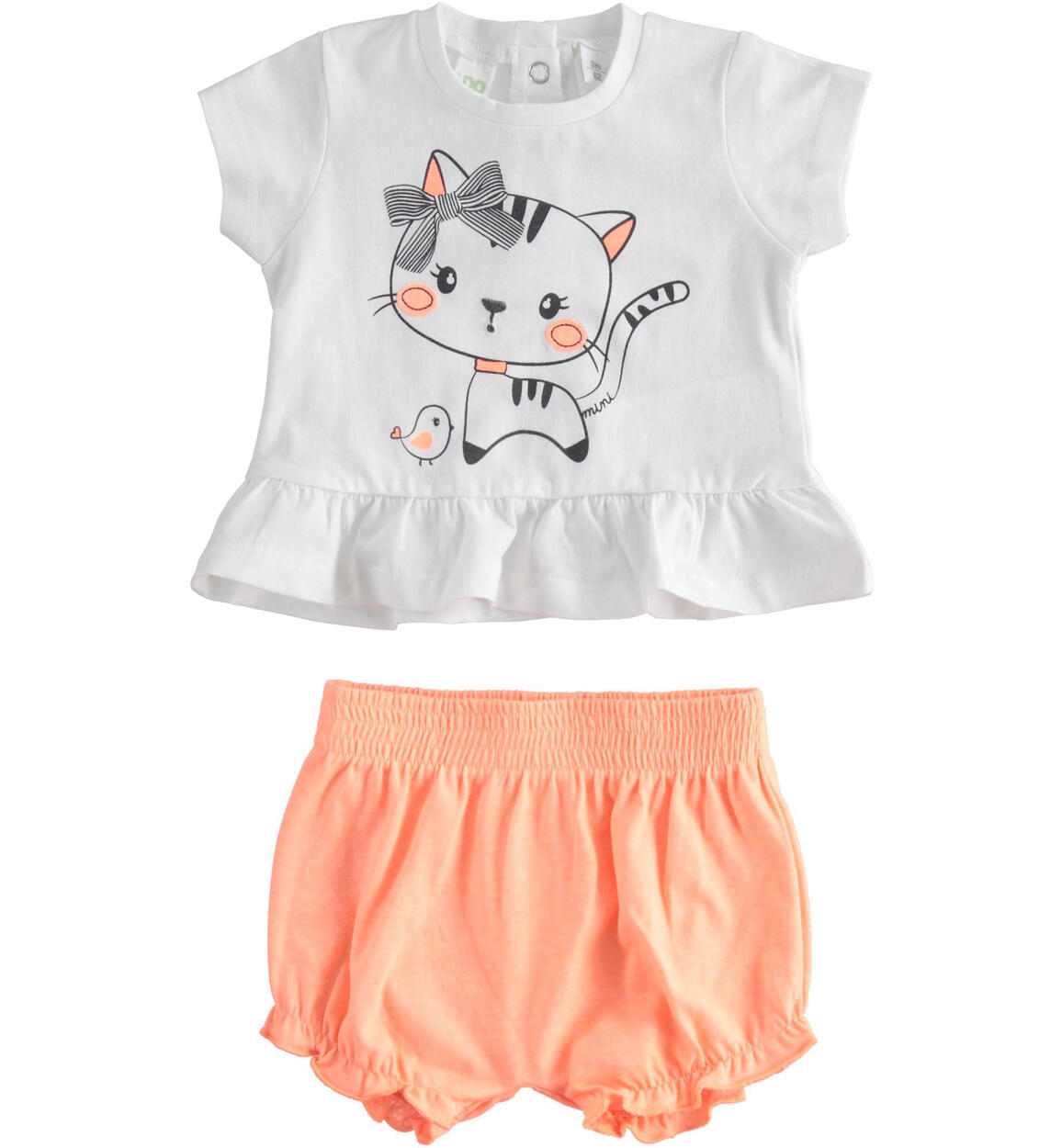 Nice outfit for baby girl t shirt with kitten and shorts