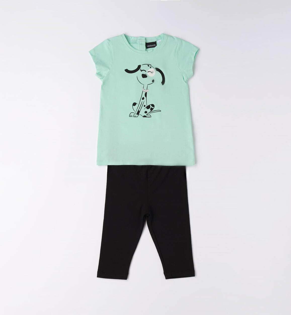 Completo t-shirt e leggings bambina VERDE Sarabanda