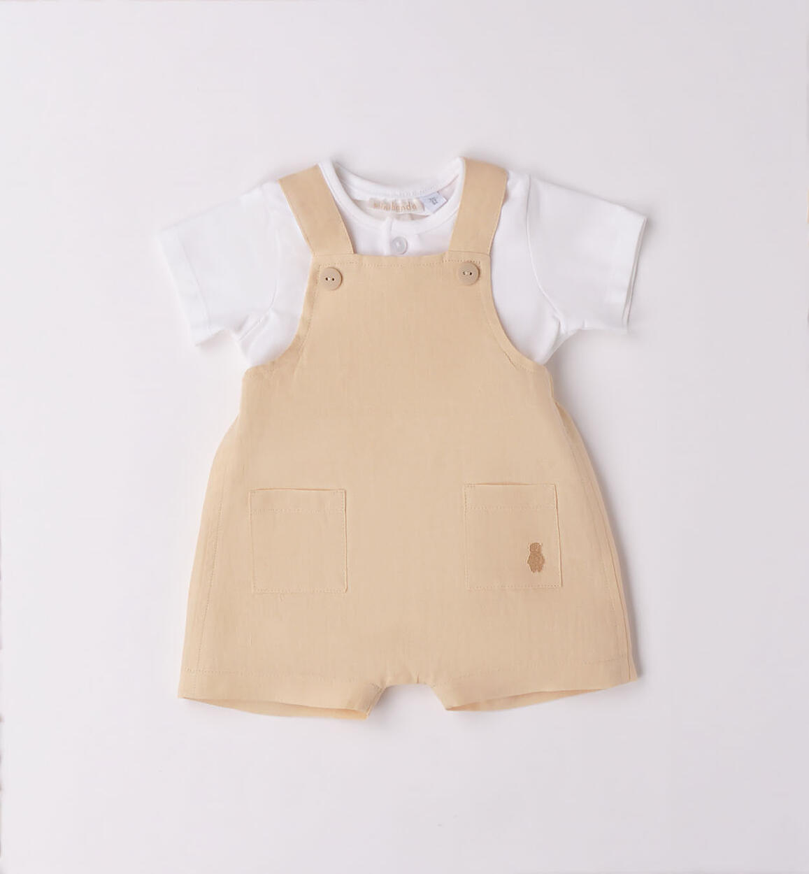 Completo t-shirt e salopette bimbo BEIGE Minibanda