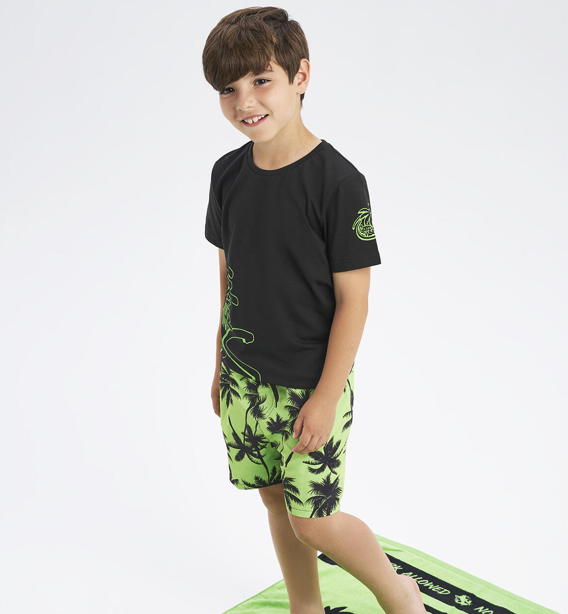 Boys' palm swim trunks GREEN iDO