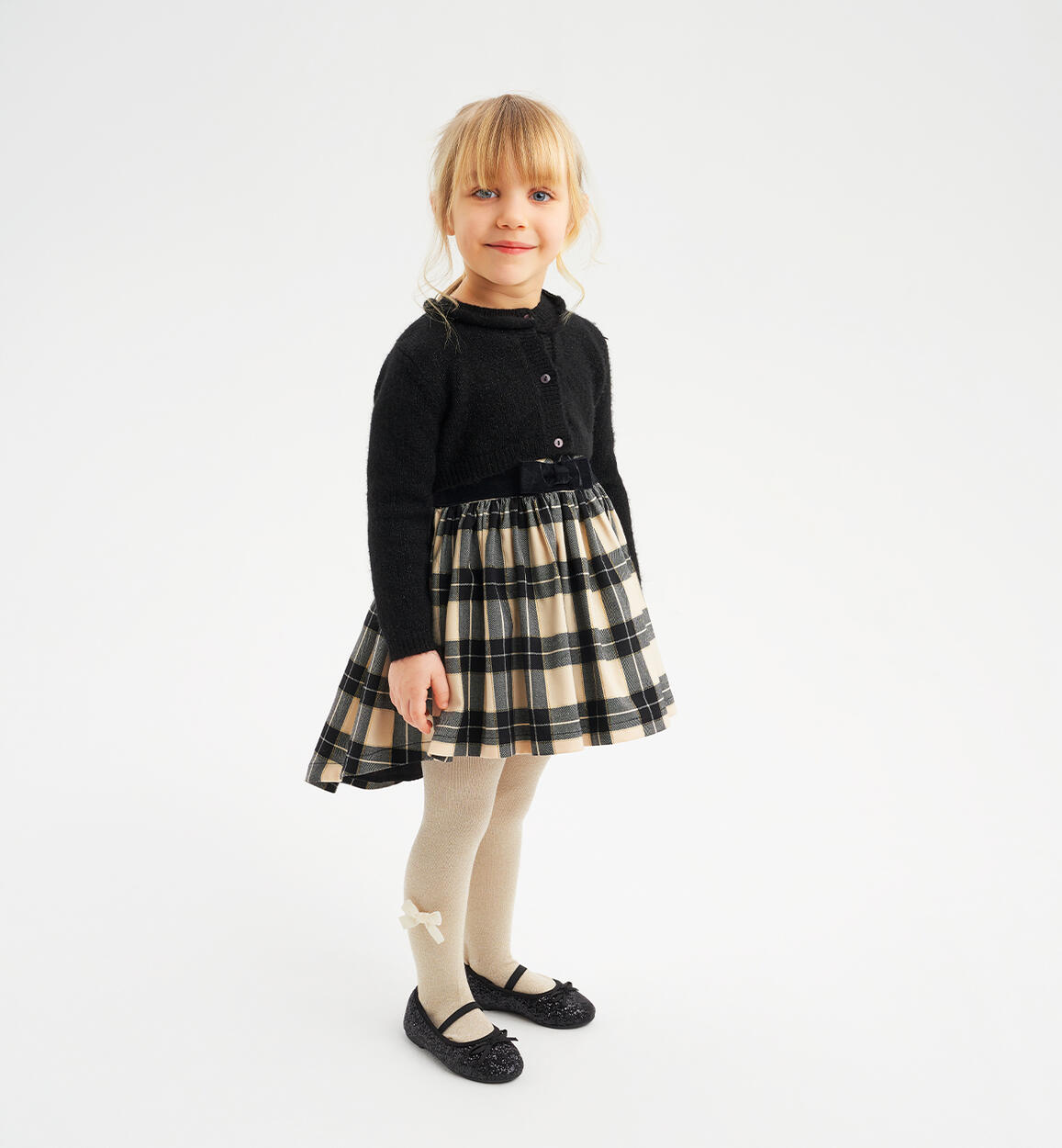 Elegante abito a righe bambina NERO Sarabanda