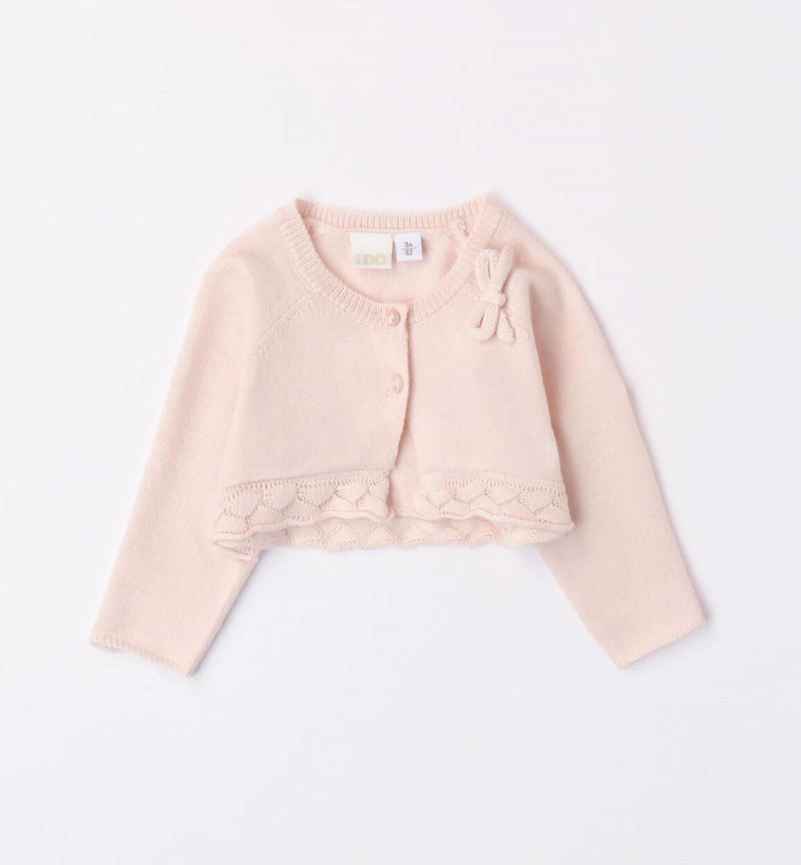 Elegante cardigan bimba con fiocco ROSA iDO