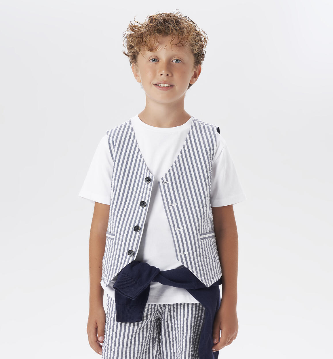 Elegante gilet ragazzo in cotone BLU iDO