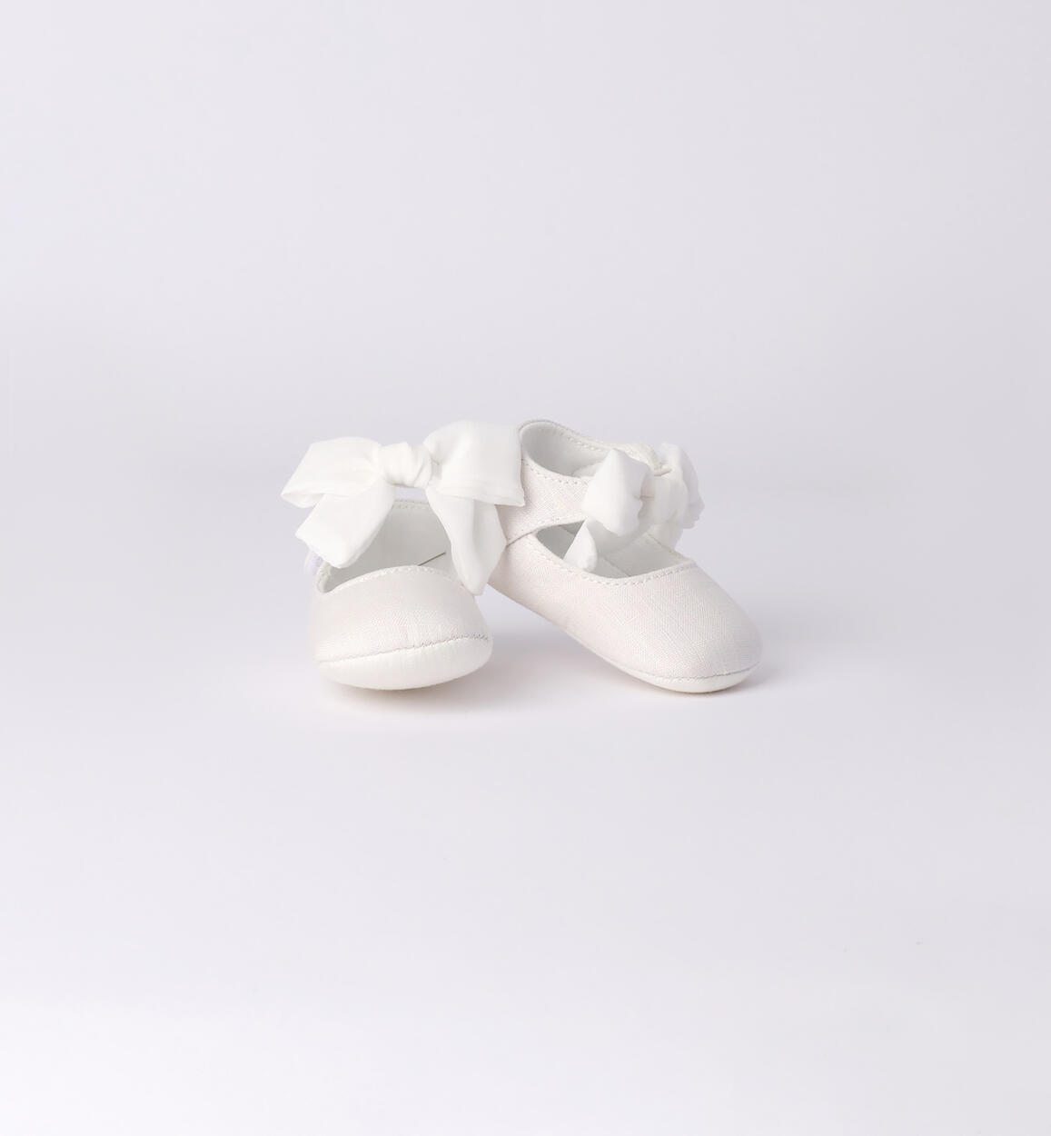 Eleganti scarpine neonata in lino PANNA iDO
