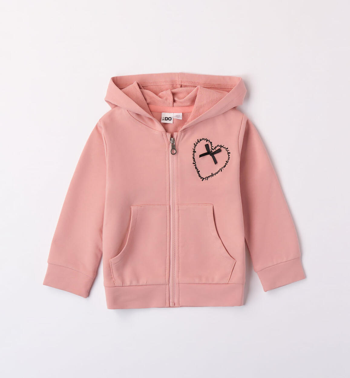 Felpa bambina con zip e cappuccio ROSA iDO