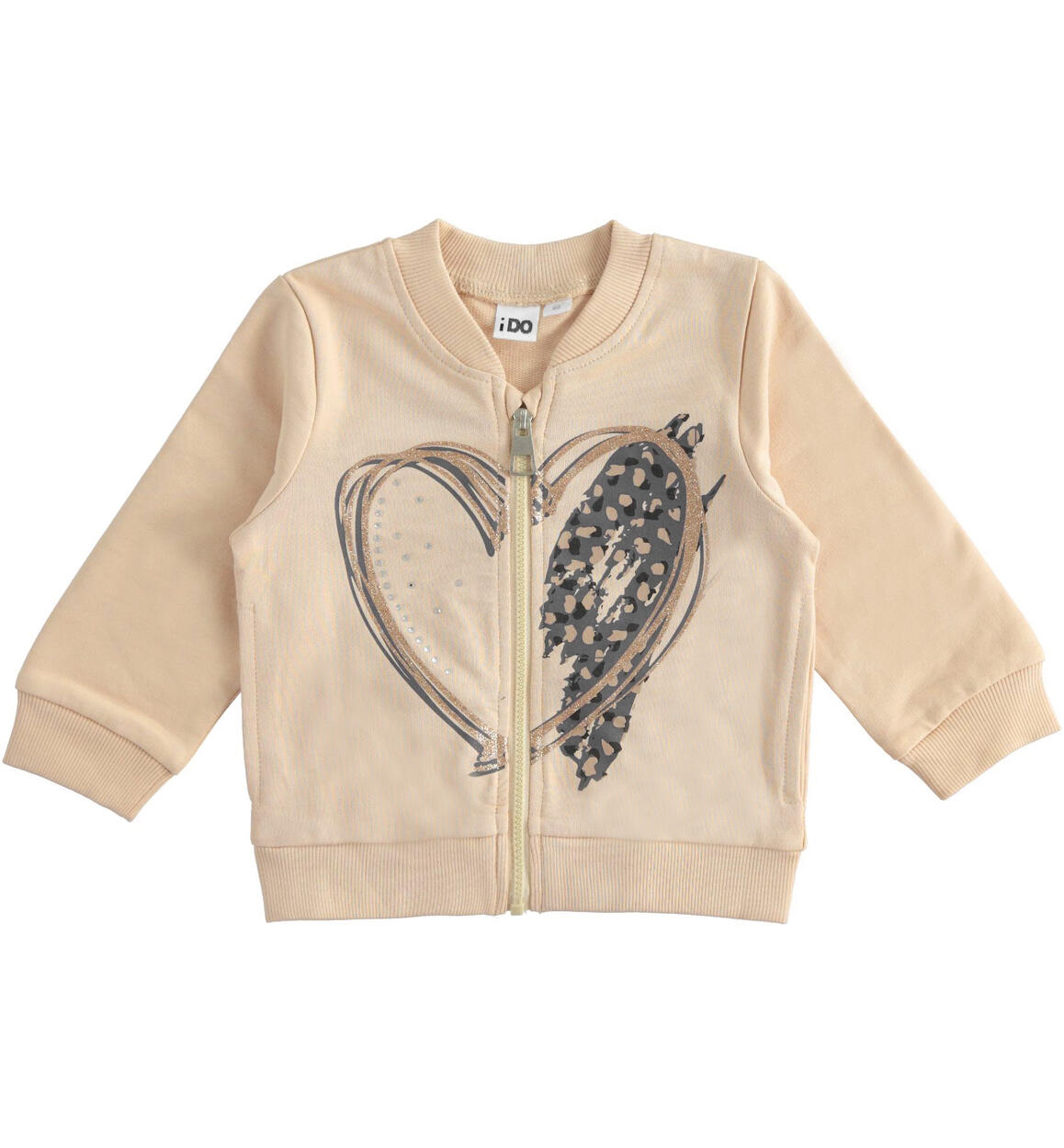 Felpa bambina con zip BEIGE iDO