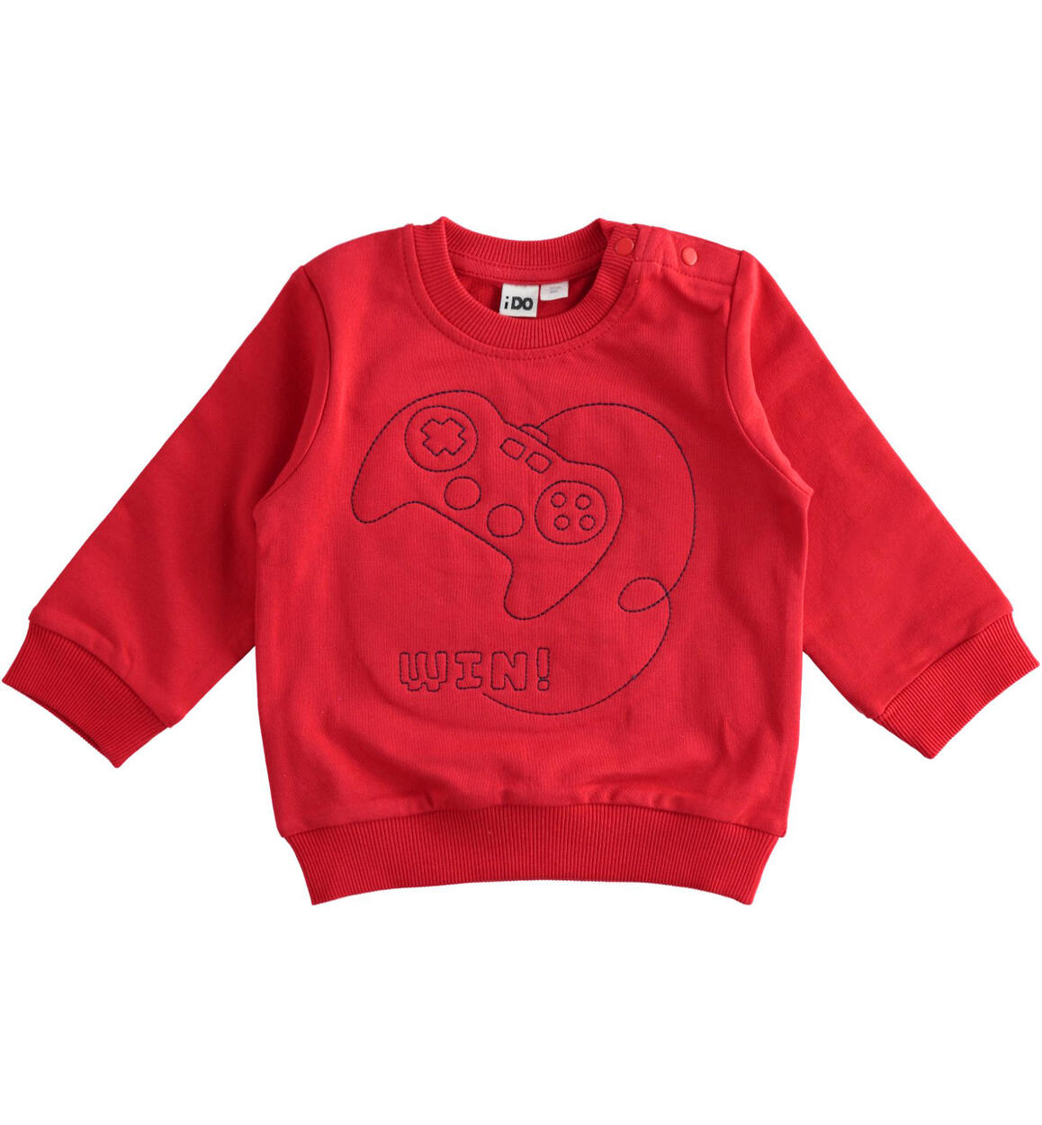 Felpa bambino 100% cotone con ricamo ROSSO iDO