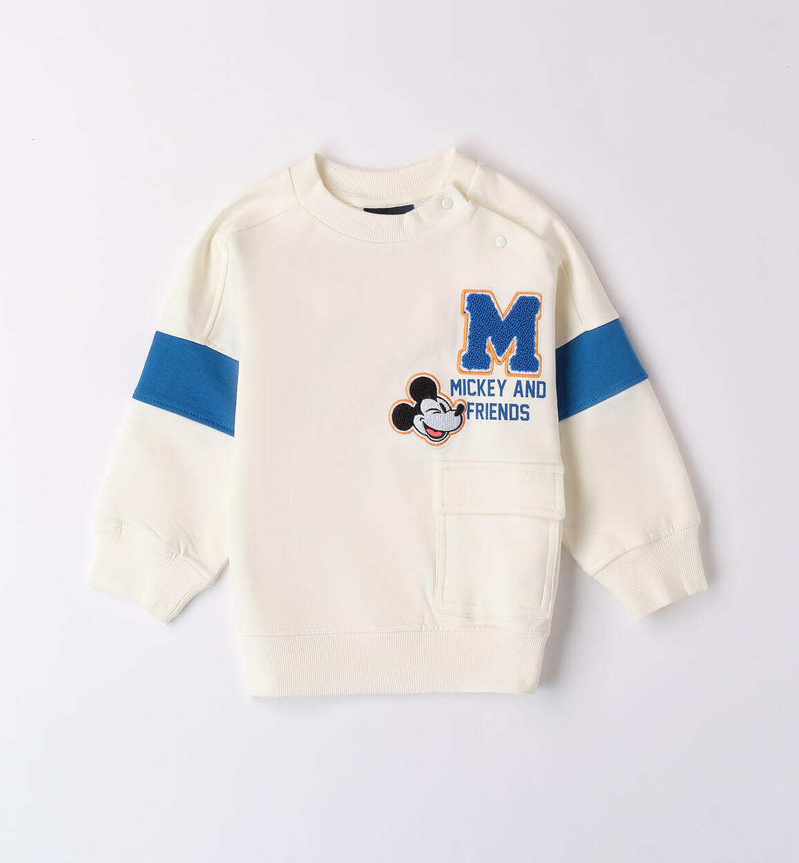 Boys' crewneck Mickey Mouse sweatshirt WHITE iDO