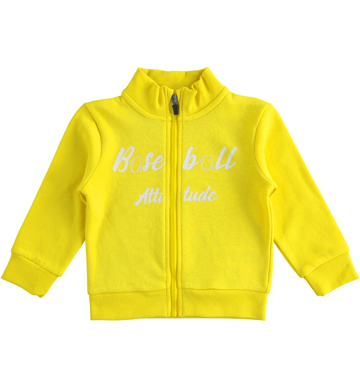 Felpa invernale con zip stampa baseball GIALLO iDO