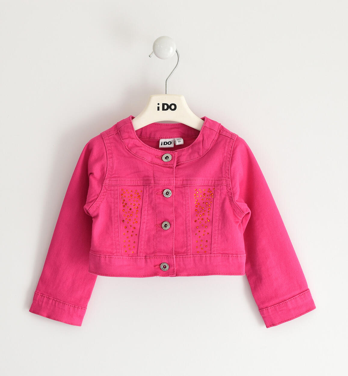 Giacca bambina in twill con strass FUCSIA iDO