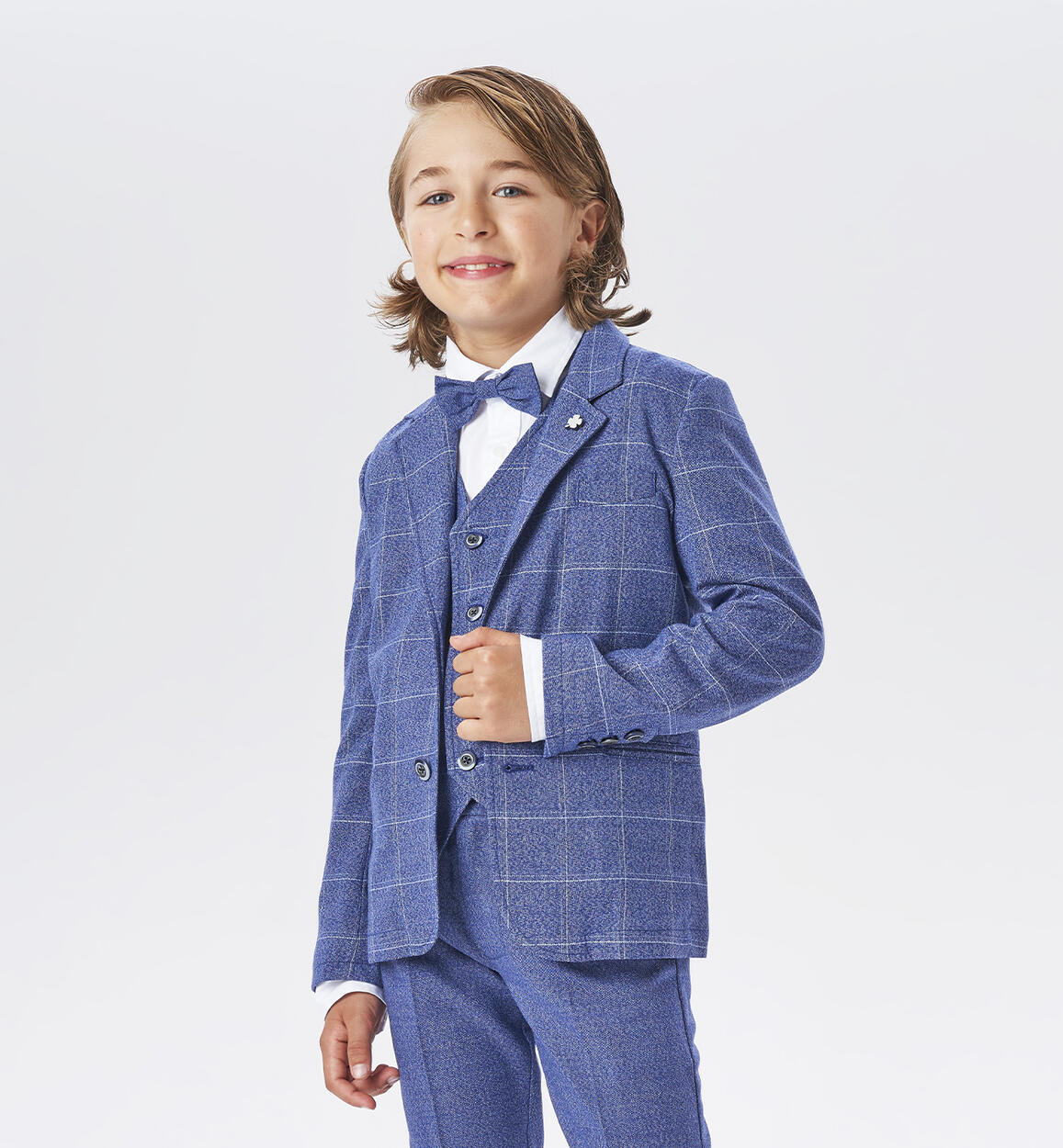 Sarabanda elegant checked jacket for boys from 8 to 16 years BLUE Sarabanda