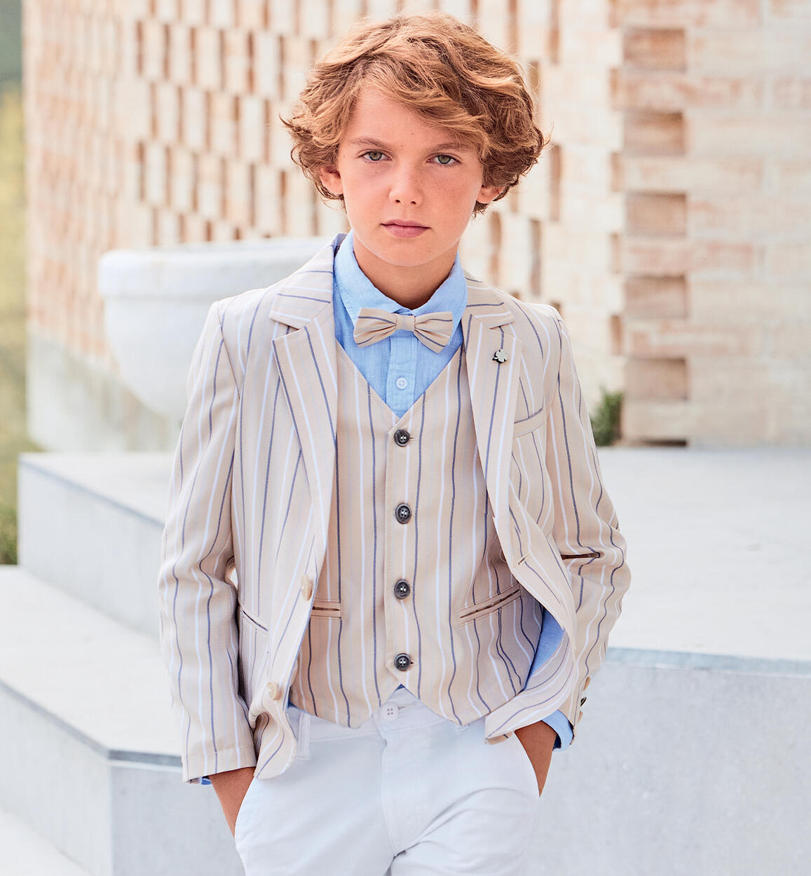 Sarabanda beige waistcoat for boys from 8 to 16 years BEIGE Sarabanda