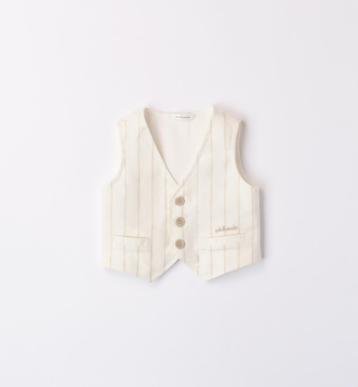 Boys' elegant striped waistcoat BEIGE Minibanda