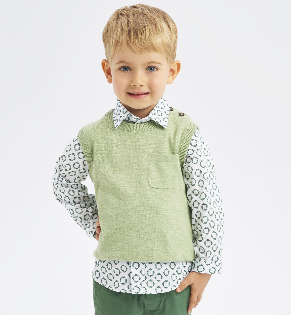 Gilet in tricot per bambino VERDE iDO