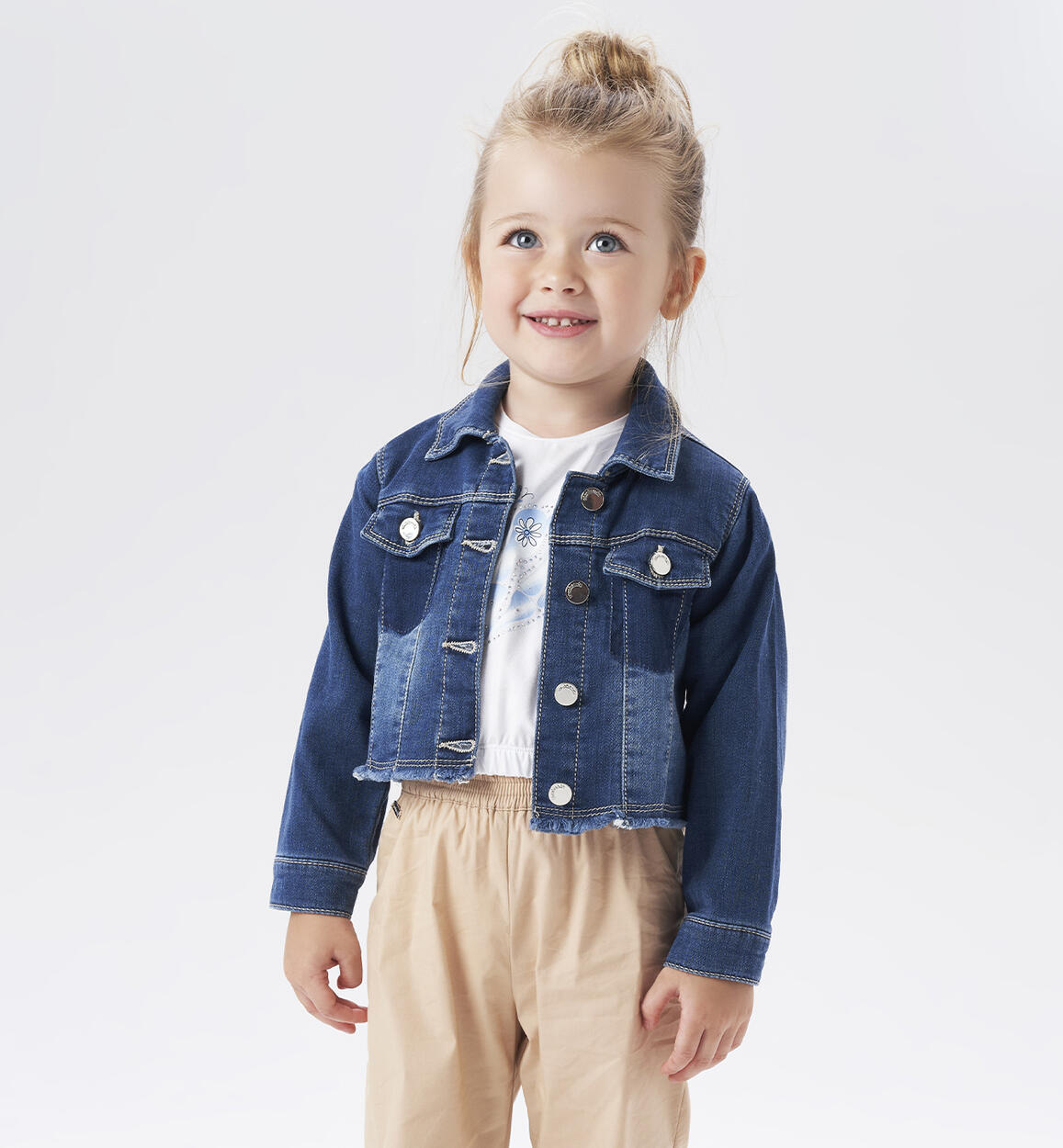 Sarabanda fringed denim jacket for girls from 9 months to 8 years BLUE Sarabanda