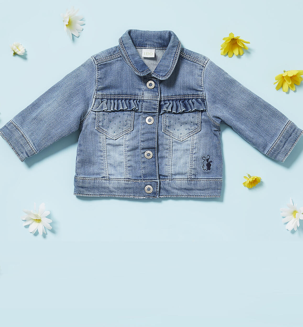 Girls' denim jacket with rhinestones BLUE iDO