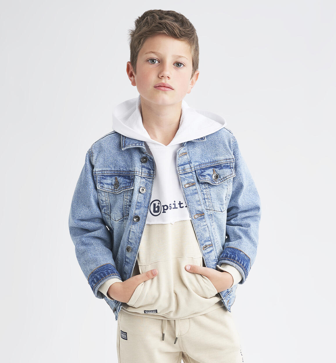 Boys' denim jacket BLUE iDO