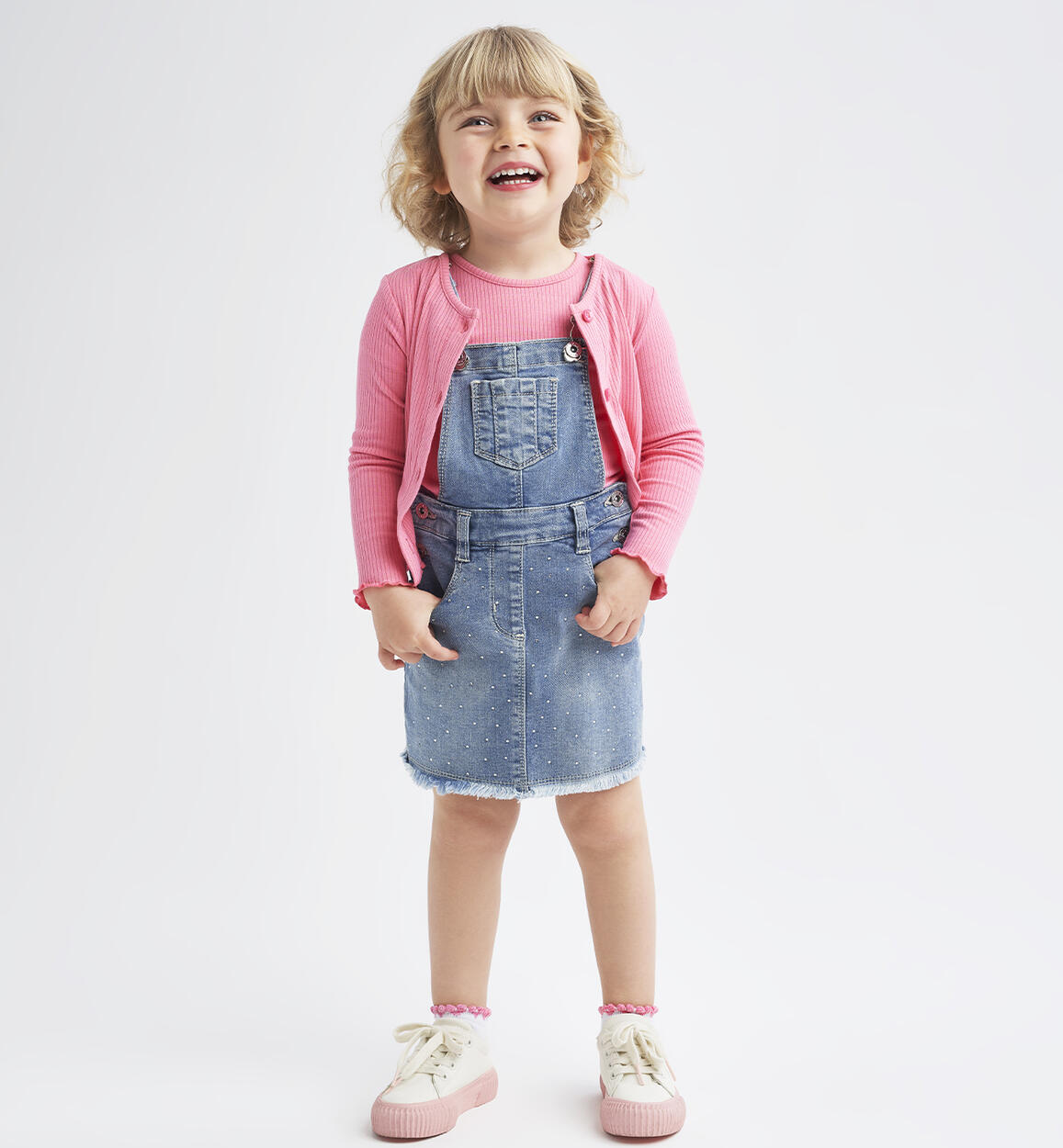 Girls' dungaree skirt  BLUE iDO