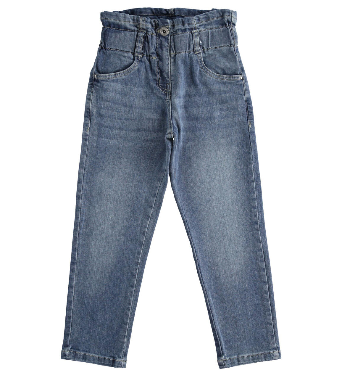 Jeans bambina con elastico arricciato in vita BLU iDO